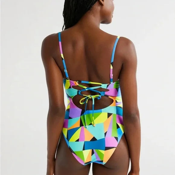 NWOT Geo Cut Out One Piece Swimsuit - Picture 2 of 8